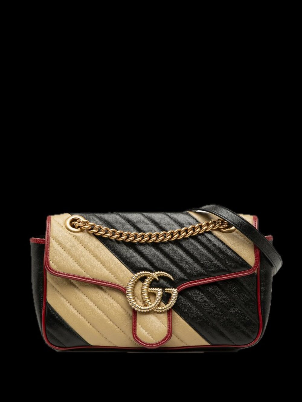 Medium GG Marmont Bicolor Matelasse Diagonal Calfskin Torchon shoulder bag